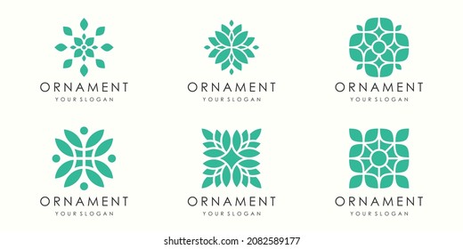 abstraktes Logo und Symbolsatz für die Verzierung von Blättern. Designvorlage, Vektor.