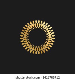 Abstract leaf Ornament Luxury Gold Circle Frame Design Element