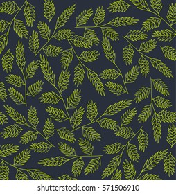 Abstract leaf, ornament pattern, green background