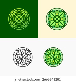 Diseño Abstractas del Vector del símbolo del ornamento de la hoja en forma de círculo, color verde, conveniente para los logotipos del negocio relacionados con la plantación y la agricultura
