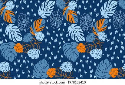 Abstract Leaf pattern with beautiful colour combination using digital graphic and available for fabric print and textile
