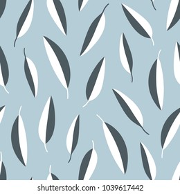 Abstract leaf pattern over blue background. Vector illustration