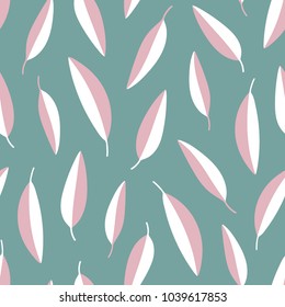 Abstract leaf pattern over green background. Vector illustration