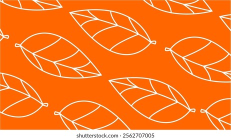 Abstract leaf patterns on an orange backdrop, showcasing modern aesthetics suitable for textiles, wallpapers, and branding. Ideal for vibrancy to creative projects with a stylish and organic touch.