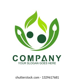 abstract leaf with people shape for health care and medical logo