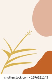 abstract leaf plant art, simple botanical, boho abstract background vector