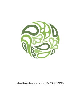 Abstract Leaf in Round Shape Vector Design