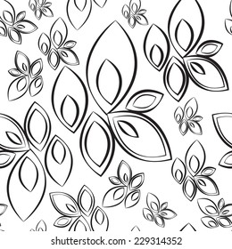 Abstract leaf seamless background in hand drawn style, can be used for fashion textile, cloth, scrap booking, wallpaper, wrapping paper,  pattern swatches included, Vector EPS 10. 