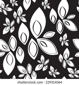 Abstract leaf seamless background in hand drawn style, can be used for fashion textile, cloth, scrap booking, wallpaper, wrapping paper,  pattern swatches included, Vector EPS 10. 