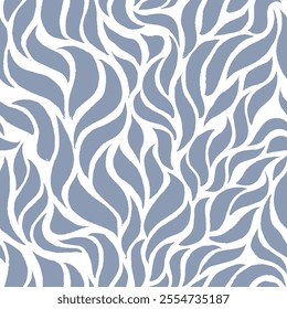 Abstract Leaf Seamless Pattern Background. Seamless Leaves Texture. Monochrome Leaf Pattern. Wavy Leaves Pattern. Soft Color Floral Pattern. Use for Fabric Print, Wallpaper, or Wrapping Paper.