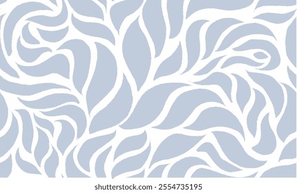 Abstract Leaf Seamless Pattern Background. Seamless Leaves Texture. Monochrome Leaf Pattern. Wavy Leaves Pattern. Soft Color Floral Pattern. Use for Fabric Print, Wallpaper, or Wrapping Paper.