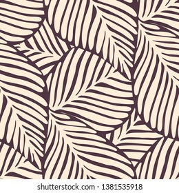 Abstract leaf seamless pattern. Exotic plant. Tropical pattern, palm leaves seamless vector floral background.