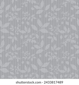 Abstract leaf seamless pattern. Forest. Vegetative botanical background. Design of abstract leaves. Simple drawing. Foliage. Plants pattern. Geometric. Grey, white. Gray rainy forest.