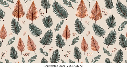 Abstract Leaf seamless vector repeat, original artwork perfect for modern textiles, wallpaper, and refined wrapping.