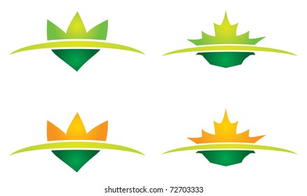 Abstract leaf set illustration on white background