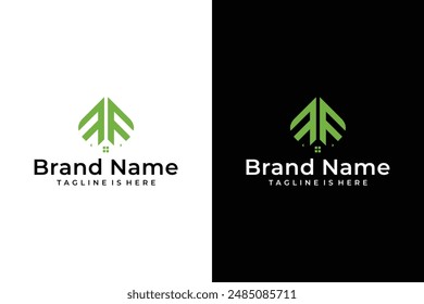 abstract leaf shape house F letter vector logo