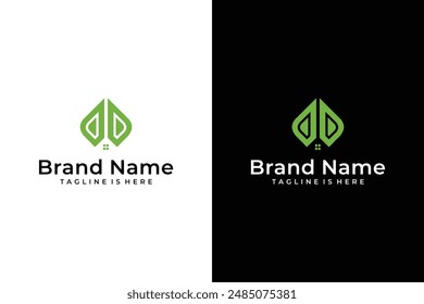 forma de hoja abstracta de la casa de la letra D del logotipo del Vector