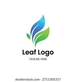 Abstract leaf shape nature green organic health wellness symbol Vector logo template