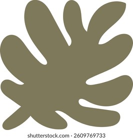 An abstract leaf shape with smooth curves and organic form. The silhouette presents a natural motif with flowing lines and a minimalist style. Cartoon vector illustration.