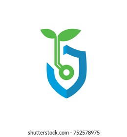 Abstract Leaf and shield logo design vector
