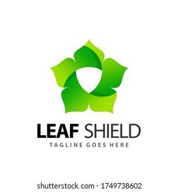 Abstract Leaf Shield Pentagon Logo Design Vector Illustration Template