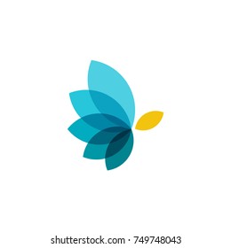 Abstract Leaf Stack in Butterfly Shape Logo Vector Design