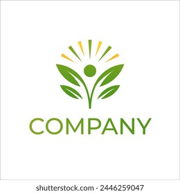 Abstract leaf with sun minimal logo