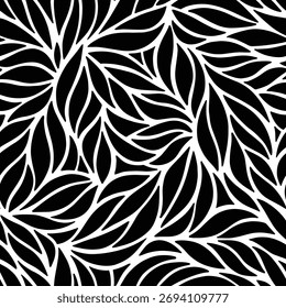 Abstract leaf swirl seamless pattern. Vector illustration flat design background. 