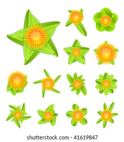 Abstract leaf symbols with sun