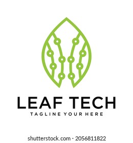 Resumen Leaf Tech Concept ilustración vector plantilla Diseño. Adecuado para la Industria Creativa, Multimedia, entretenimiento, Educación, Tienda y cualquier negocio relacionado con un fondo blanco