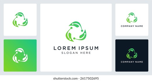 Abstract leaf tech logo recycle