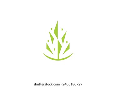 abstract leaf tree logo line style, eco green organic plant logotype icon design template