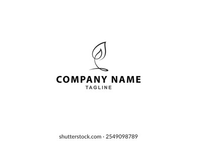 abstract leaf tree logo in line art design style