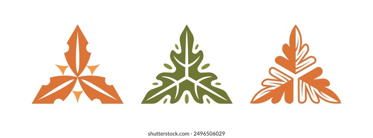 Icono de Vector de hoja Abstractas. Conjunto de Vector de logotipo de forma de triángulo