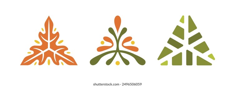 Icono de Vector de hoja Abstractas. Conjunto de Vector de logotipo de forma de triángulo