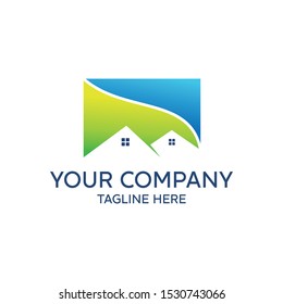 Abstract leaf, vector logo house can be edited