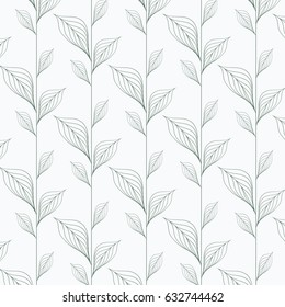 abstract leaf vector pattern, repeating linear leaves, flower,  skeleton leaves, grass, pattern is on swatches panel.