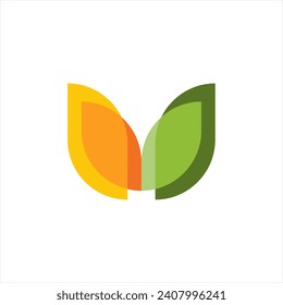 Abstract leaf and water drop logo design concept