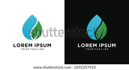Abstract leaf water drop logo design