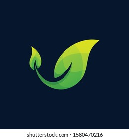 Abstract Leaf With Water Droplets Overlap Illustration Vector Design Template. Suitable for Creative Industry, Multimedia, entertainment, Educations, Shop, and any related business
