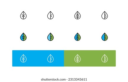 Resumen de la imagen vectorial del logotipo de la naturaleza de la gota de agua. Caer y dejar la ilustración.