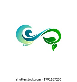 Abstract leaf and wave logo combination, Colorful 3d icons