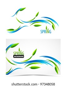 Abstract leaf waves spring - summer flowing background