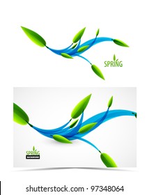 Abstract leaf waves spring - summer flowing background
