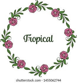 Abstract leaf wreath frame, summer tropical, place for text. Vector