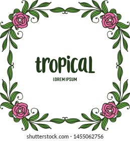 Abstract leaf wreath frame, summer tropical, place for text. Vector