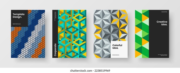 Abstract leaflet A4 design vector layout bundle. Minimalistic geometric shapes postcard concept composition.