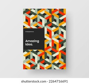 Abstract leaflet vector design illustration. Trendy mosaic shapes company brochure layout.