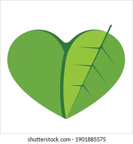 Abstract leaf-shaped vector, love nature environmental symbol, flat design isolated on white background