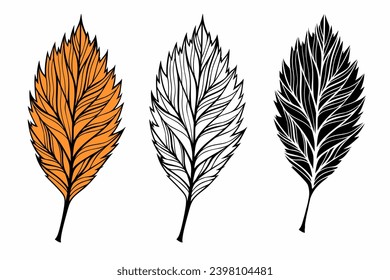 Hoja abstracta, tres opciones, diseño de tatuajes